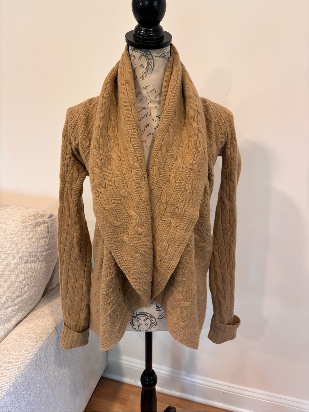 Ralph Lauren wool and cashmere camel color colored cable knit cardigan size S